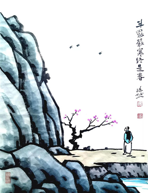 《斗罢严寒终是春》（效子恺法）吴浩然（浙江）.jpg